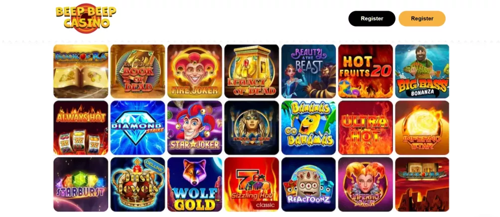 Beep Beep Casino — bonus bez depozytu 20€ i ponad 4200 gier online